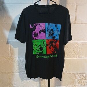 District Black Tee with Blue and Purple Graphic